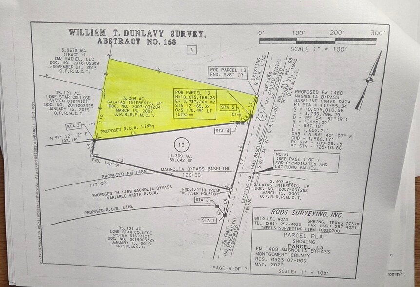 Farm to Market 1486 and Magnolia Bypass R.O.W., Magnolia, TX for sale - Plat Map - Image 3 of 3