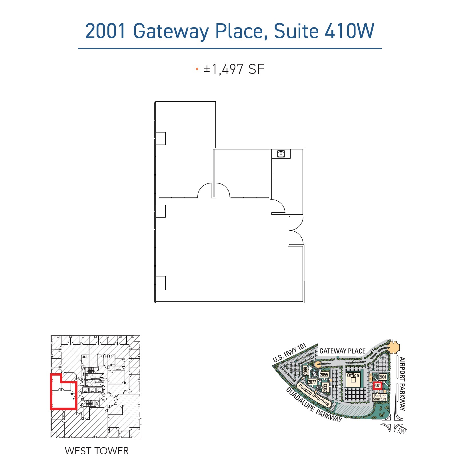 2001 Gateway Pl, San Jose, CA à louer Plan d’étage- Image 1 de 1