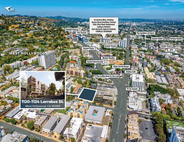 1124 Larrabee St, West Hollywood, CA for sale - Aerial - Image 3 of 7