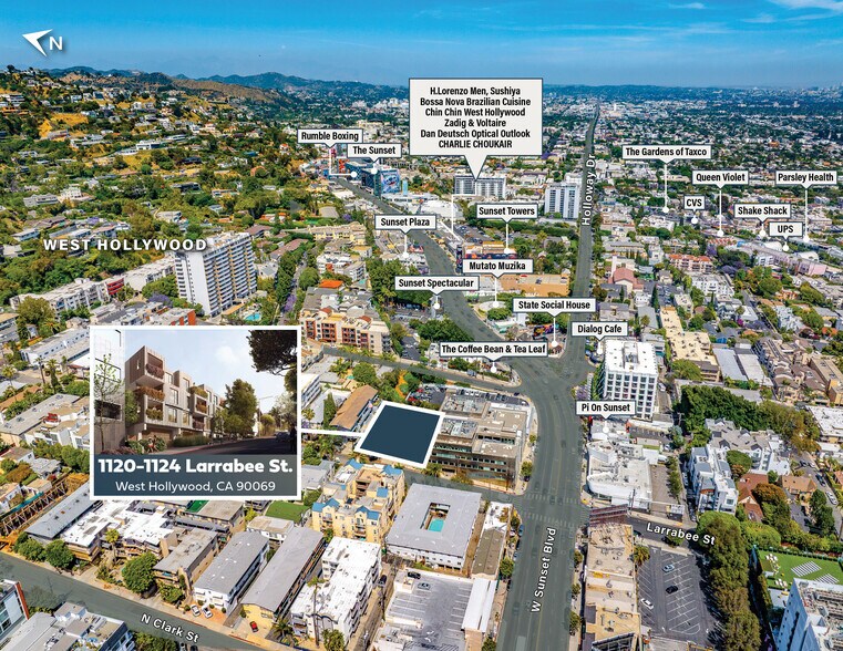 1124 Larrabee St, West Hollywood, CA à vendre - Aérien - Image 3 de 7