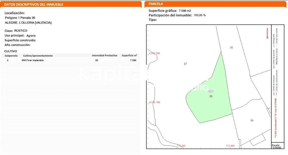 Land in L'Olleria, Valencia for lease - Site Plan - Image 2 of 2