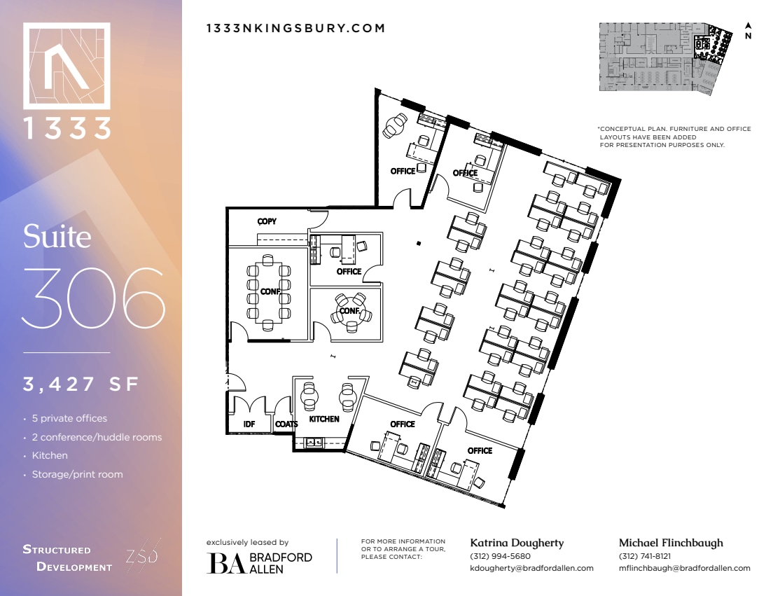 1333 N Kingsbury St, Chicago, IL à louer Plan d’étage- Image 1 de 2