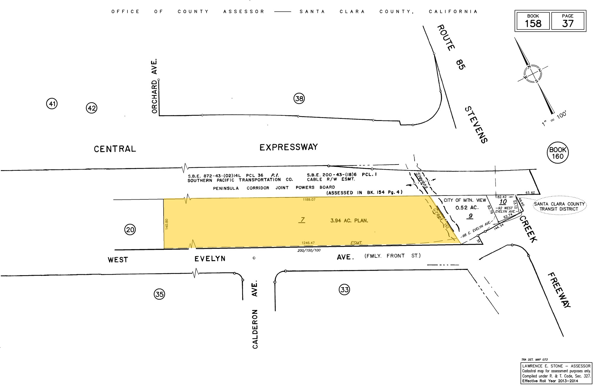 100 W Evelyn Ave, Mountain View, CA à vendre Plan cadastral- Image 1 de 1