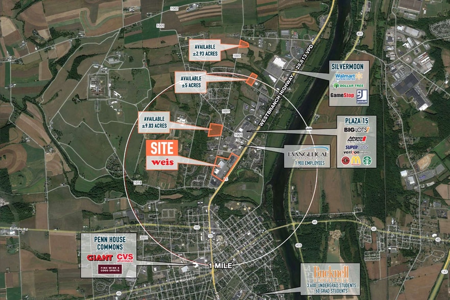 7125 Westbranch Hwy, Lewisburg, PA for lease - Aerial - Image 2 of 3