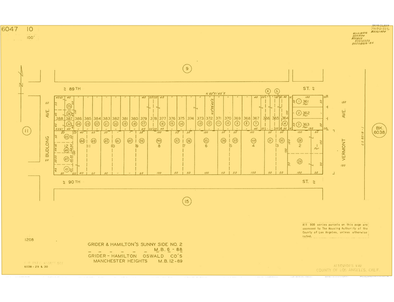 8915 S Vermont Ave, Los Angeles, CA à vendre - Plan cadastral - Image 1 de 1