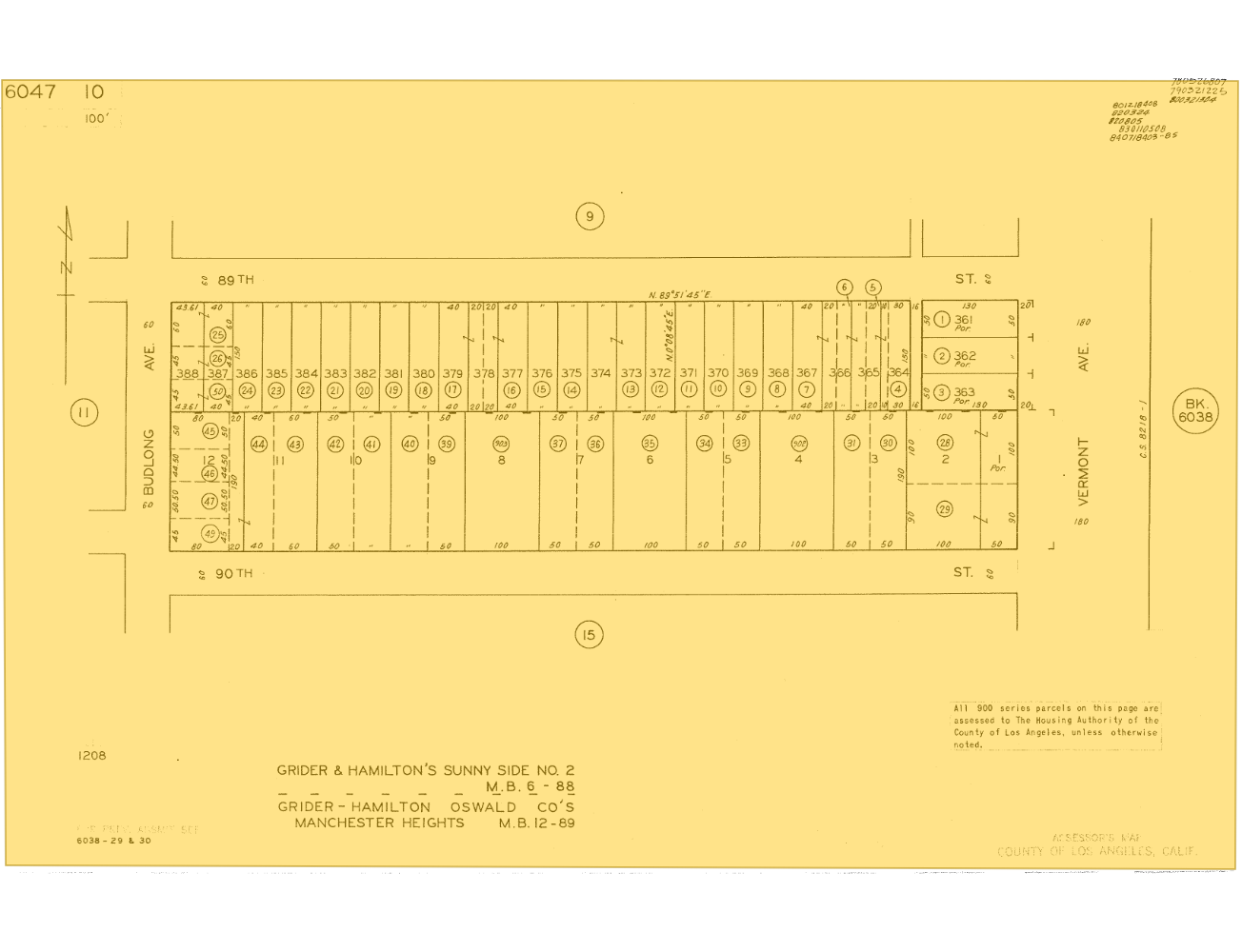 8915 S Vermont Ave, Los Angeles, CA à vendre Plan cadastral- Image 1 de 1