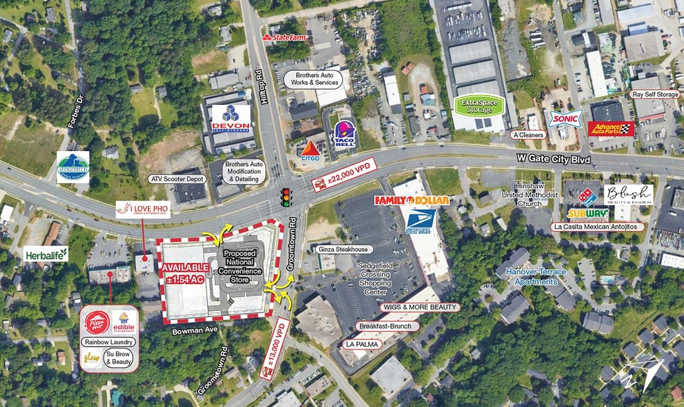 4711 W Gate City Blvd, Greensboro, NC for sale - Aerial - Image 1 of 3