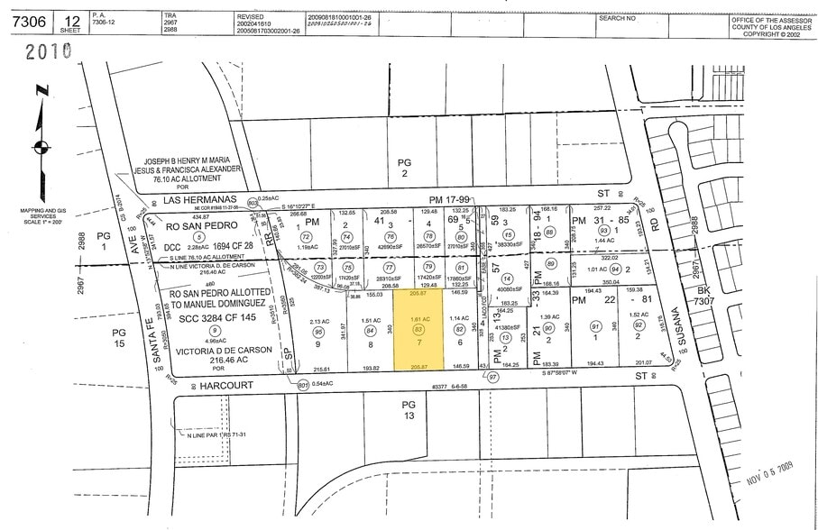 2985 E Harcourt St, Rancho Dominguez, CA for lease - Plat Map - Image 2 of 2