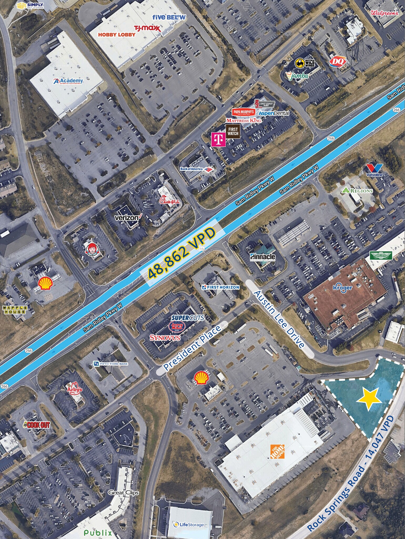 1170 Rock Springs, Smyrna, TN for lease Aerial- Image 1 of 3