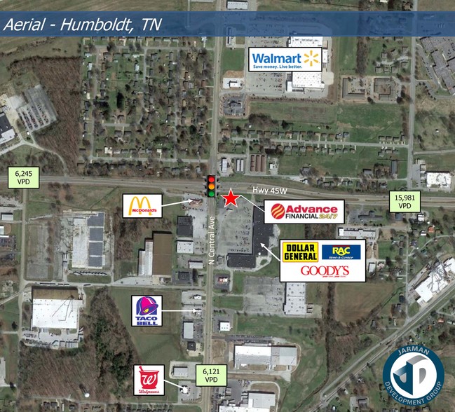 2590 N Central Ave, Humboldt, TN for lease - Aerial - Image 2 of 2