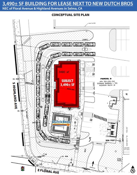 NEC Floral & Highland Ave, Selma, CA à louer - Plan de site - Image 2 de 4