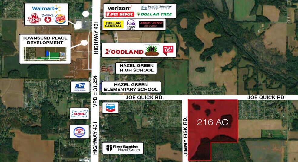 1 Joe Quick Rd, Hazel Green, AL à vendre - Aérien - Image 2 de 2