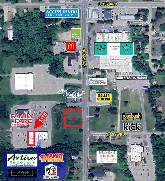 250 Lake St, East Jordan, MI à louer - Aérien - Image 1 de 6