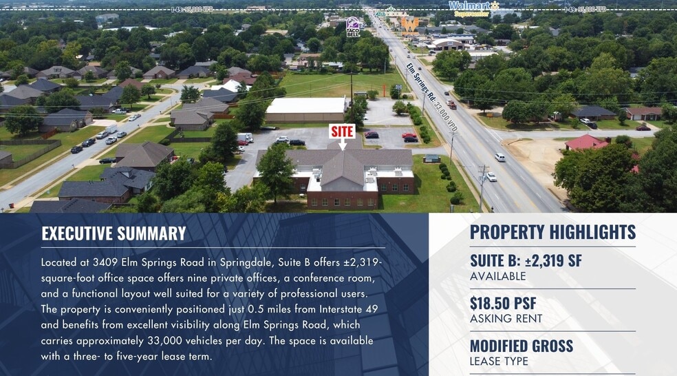 3409 Elm Springs Rd, Springdale, AR for lease - Aerial - Image 3 of 9