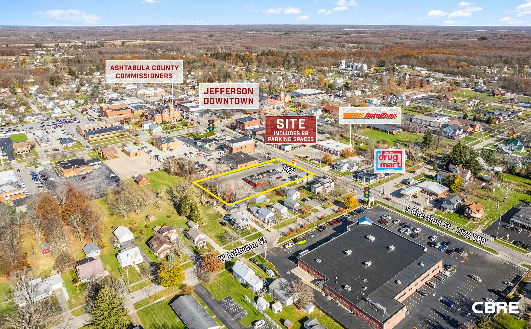 65 S Chestnut St, Jefferson, OH for sale Aerial- Image 1 of 1