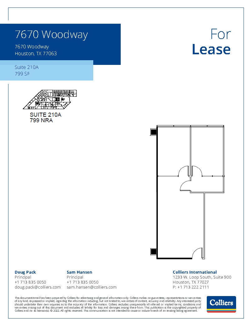 7670 Woodway Dr, Houston, TX à louer Plan d’étage- Image 1 de 1
