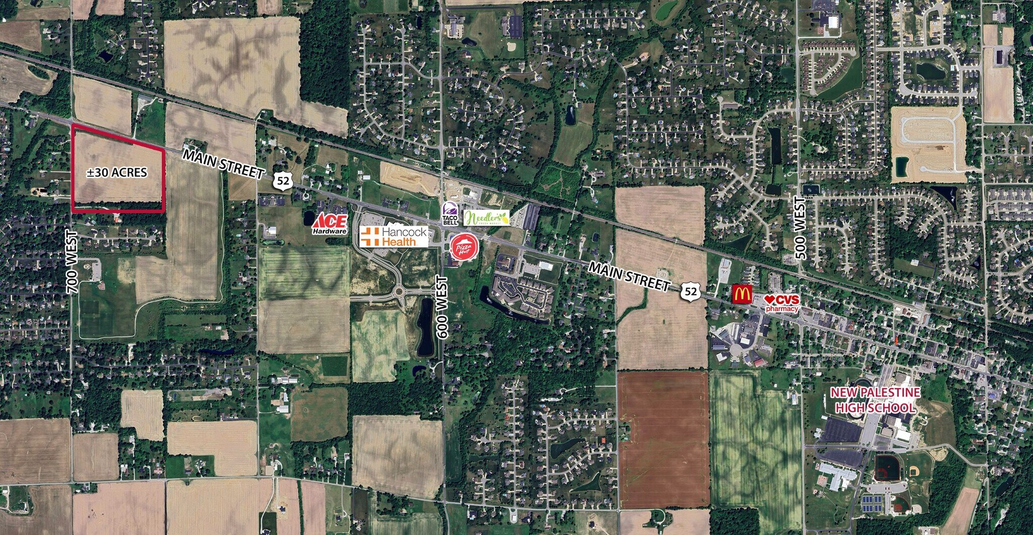 US 52 & CR 700 W, New Palestine, IN à louer Aérien- Image 1 de 2