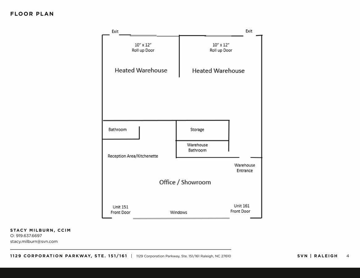 1129 Corporation Pky, Raleigh, NC 27610 - Unit 151 & 161 -  - Floor Plan - Image 1 of 4