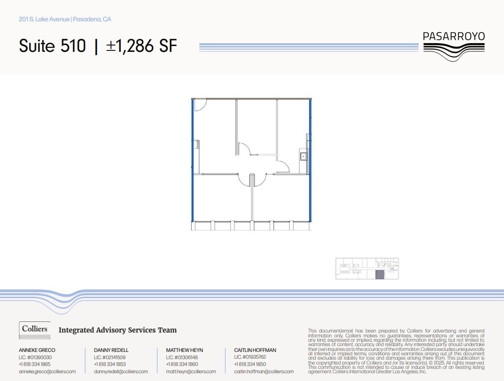 225 S Lake Ave, Pasadena, CA for lease Floor Plan- Image 1 of 1