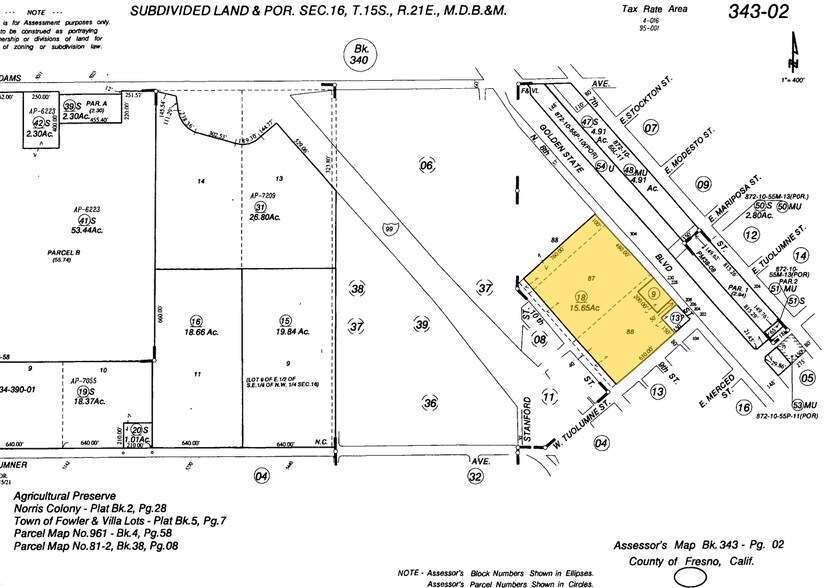 W Tuolumne St, Fowler, CA for sale - Plat Map - Image 2 of 8