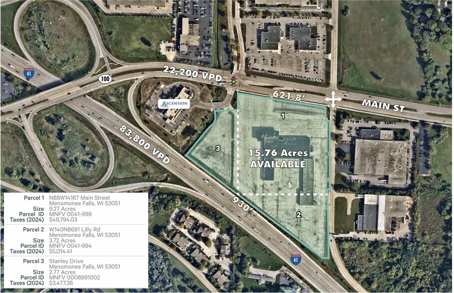 N88W14167 Main St, Menomonee Falls, WI à vendre - Plan cadastral - Image 2 de 2