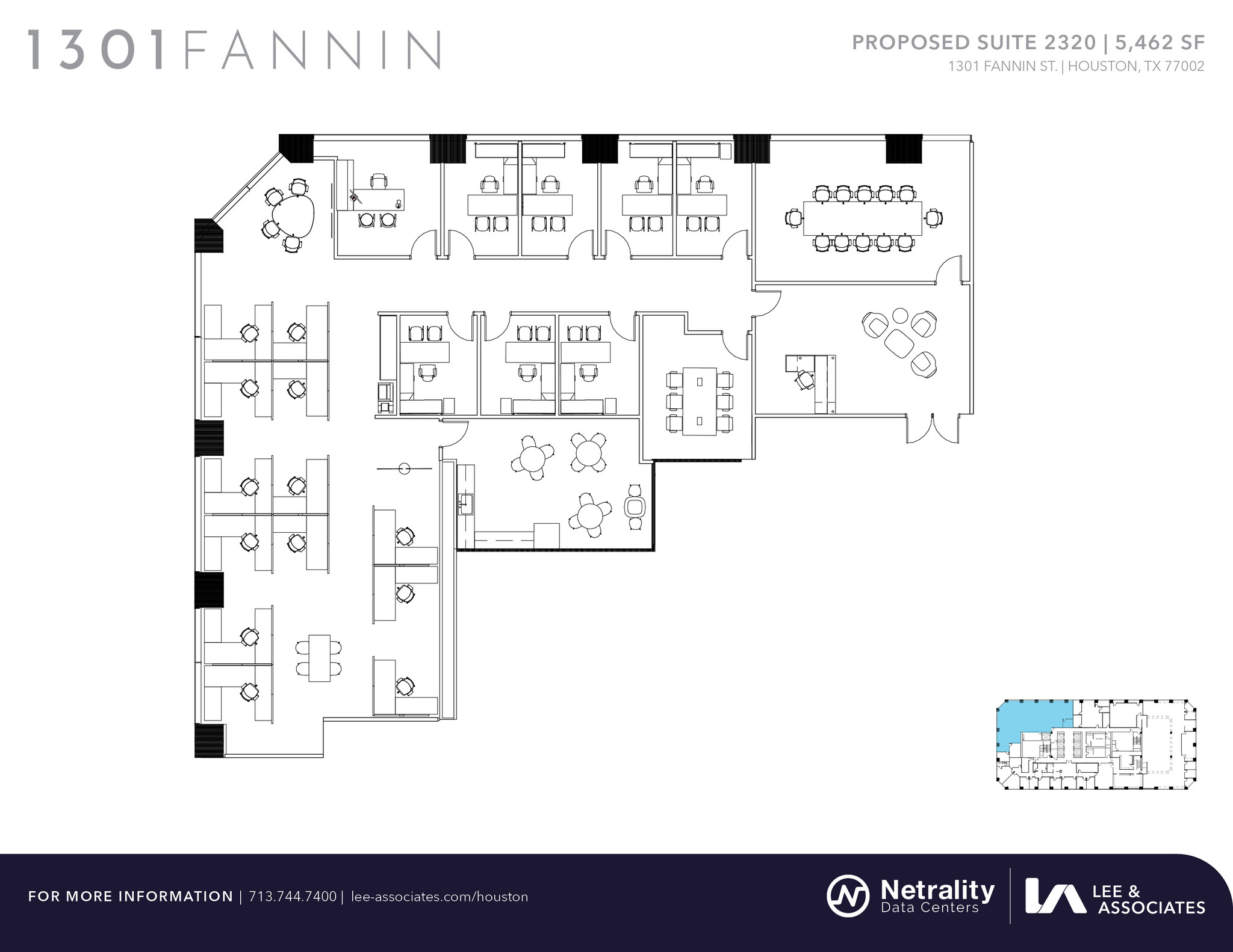 1301 Fannin St, Houston, TX à louer Plan d  tage- Image 1 de 2