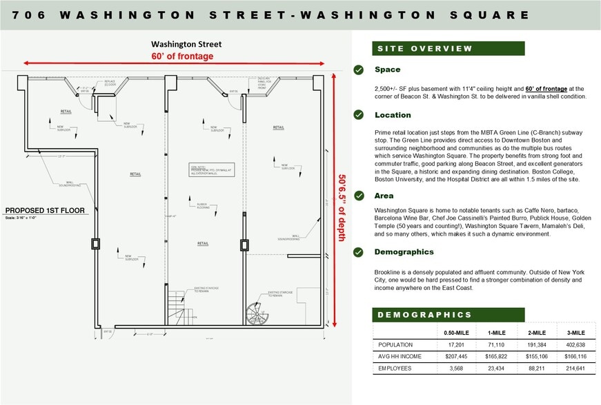 706 Washington St, Brookline, MA for lease - Floor Plan - Image 2 of 3