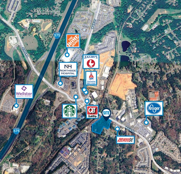 5142 Holly Springs Pky, Woodstock, GA for lease - Aerial - Image 1 of 2