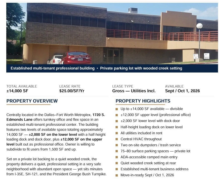 1720 S Edmonds Ln, Lewisville, TX for lease Other- Image 1 of 1