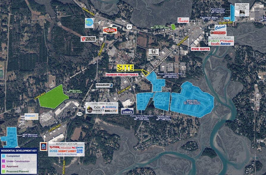 136 Robert Smalls Pkwy, Beaufort, SC à louer - Aérien - Image 1 de 6
