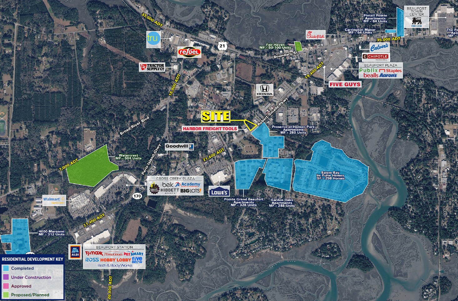 136 Robert Smalls Pkwy, Beaufort, SC for lease Aerial- Image 1 of 7