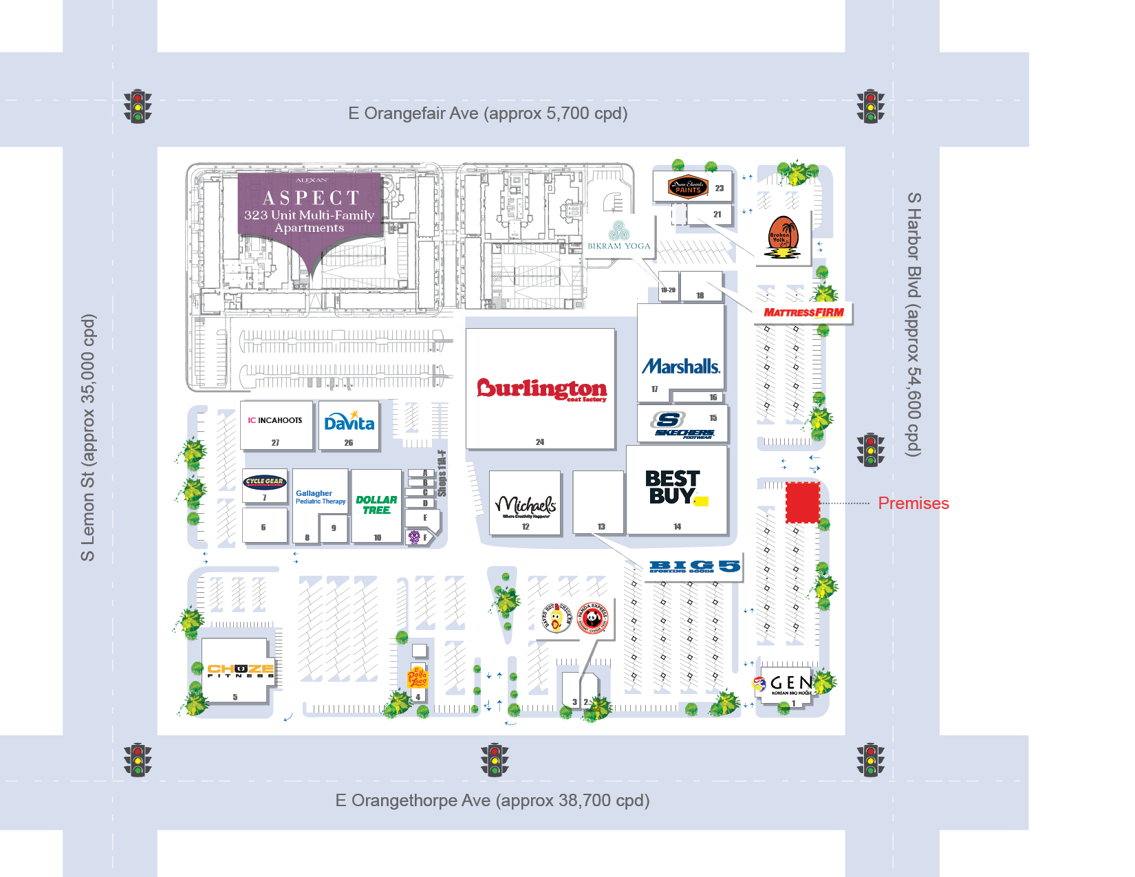 1440 S Harbor Blvd, Fullerton, CA à louer Plan de site- Image 1 de 2