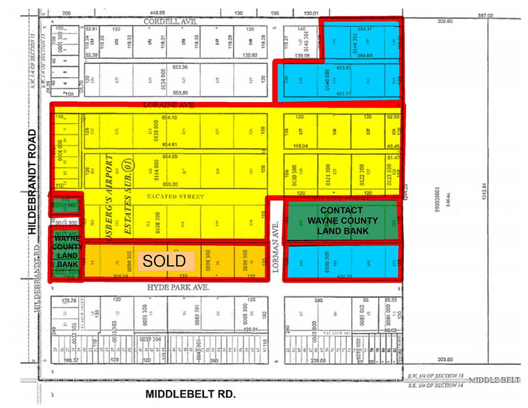 Vacant Hildebrandt, Romulus, MI à vendre - Plan cadastral - Image 1 de 6