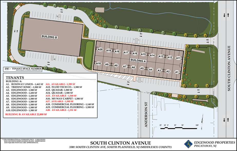 3301-3393 S Clinton Ave, South Plainfield, NJ à louer - Plan de site - Image 1 de 8