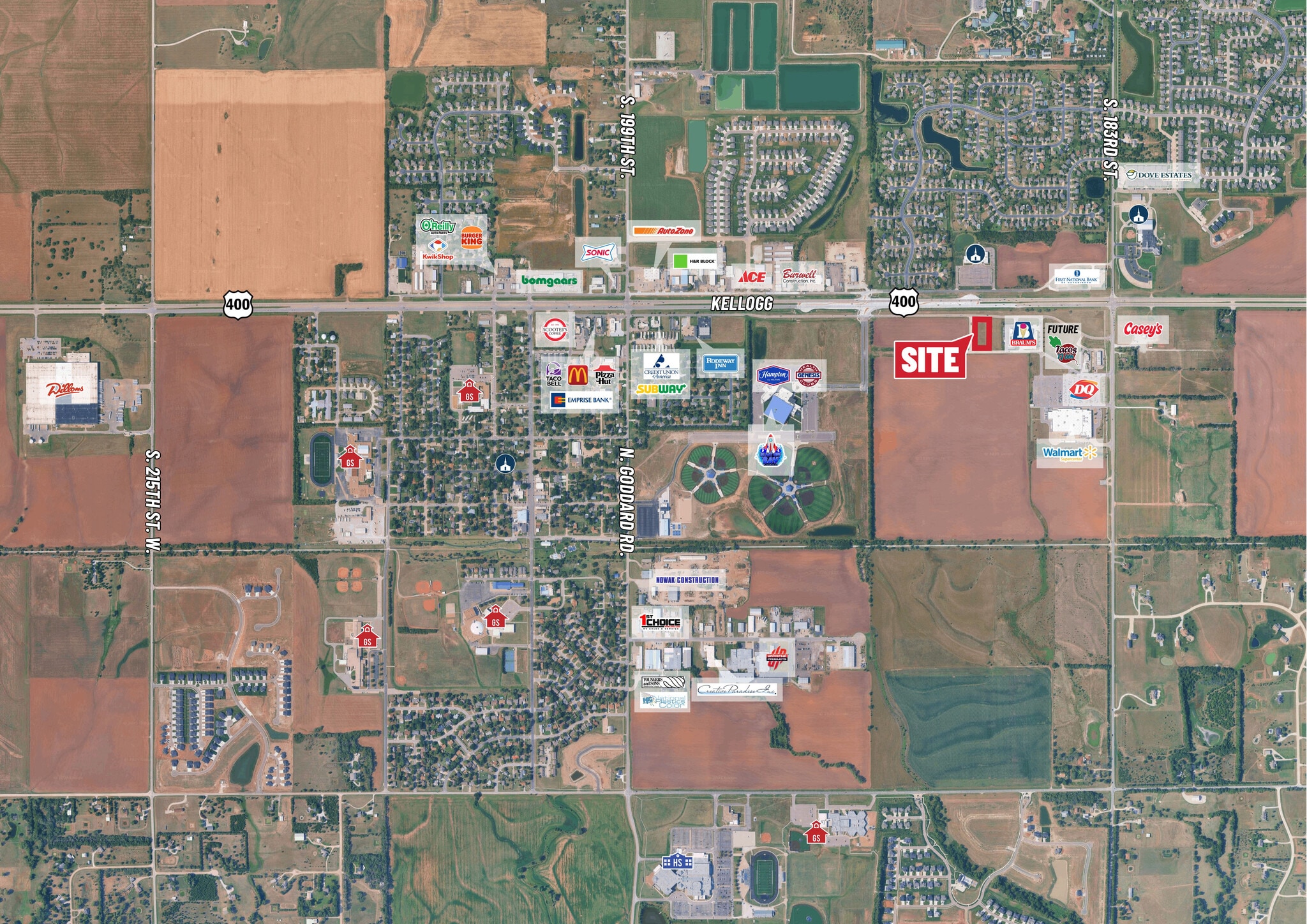 Kellogg & 183rd St. SW/C, Goddard, KS for sale Aerial- Image 1 of 5
