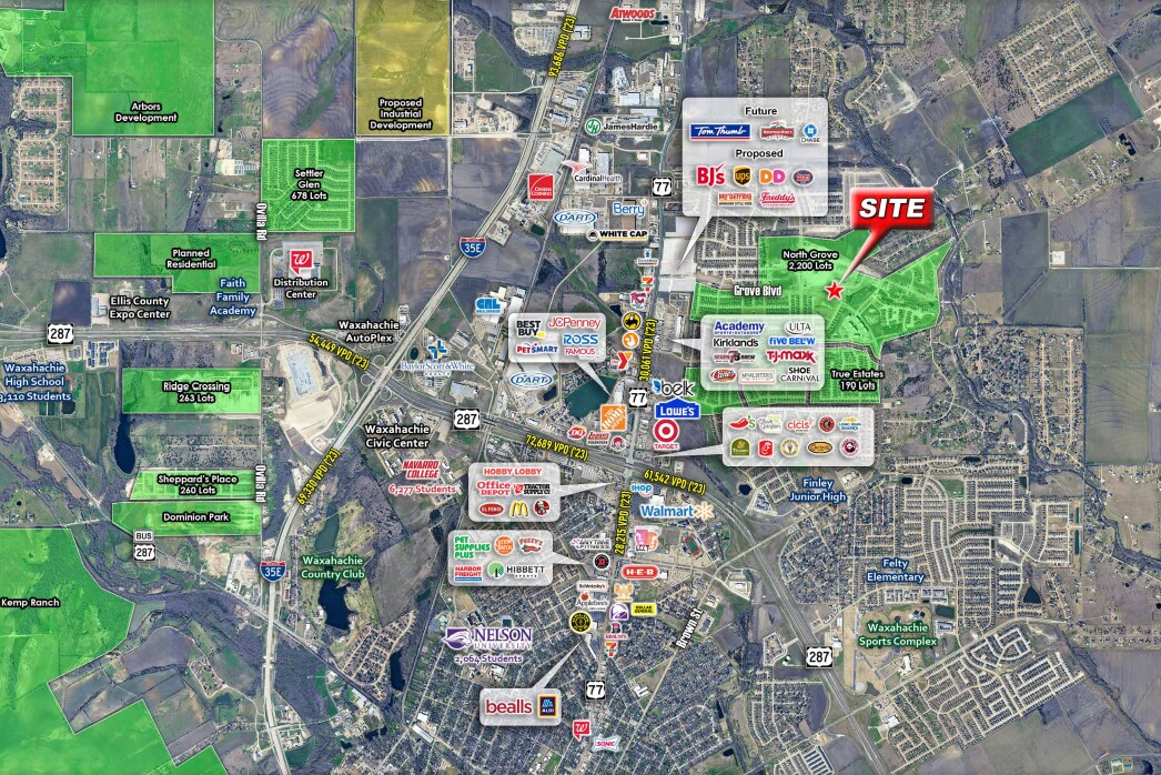 NEQ of Grove & Vista Way blvd, Waxahachie, TX for lease Aerial- Image 1 of 5