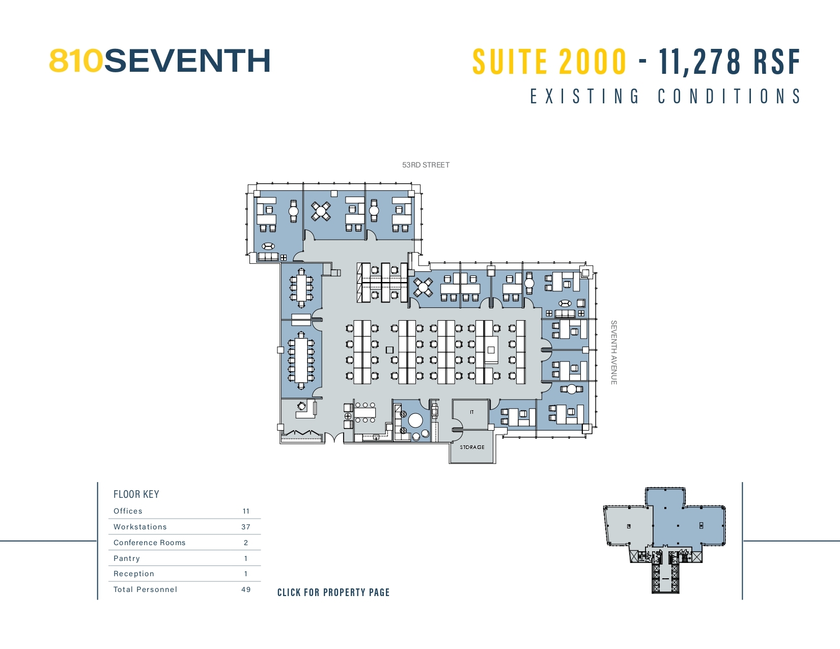 810 Seventh Ave, New York, NY à louer Plan d  tage- Image 1 de 2