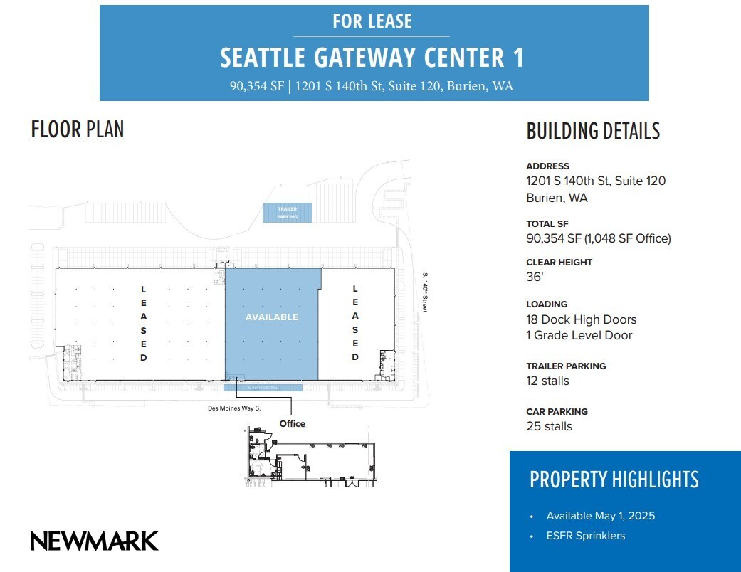 1201 S 140th St, Burien, WA à louer Plan d  tage- Image 1 de 1