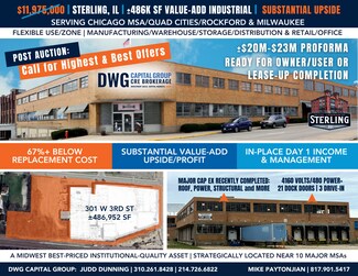 Plus de détails pour 301 W 3rd St, Sterling, IL - Industriel à vendre