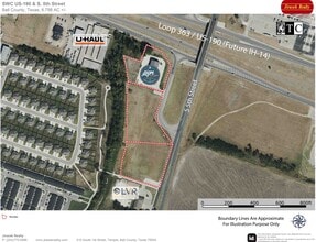 SW HK Dodgen Loop 363 & S 5th St, Temple, TX - Aérien Vue de la carte - Image1