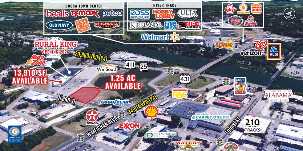 278-320 N 3rd St, Gadsden, AL à louer - Aérien - Image 2 de 5