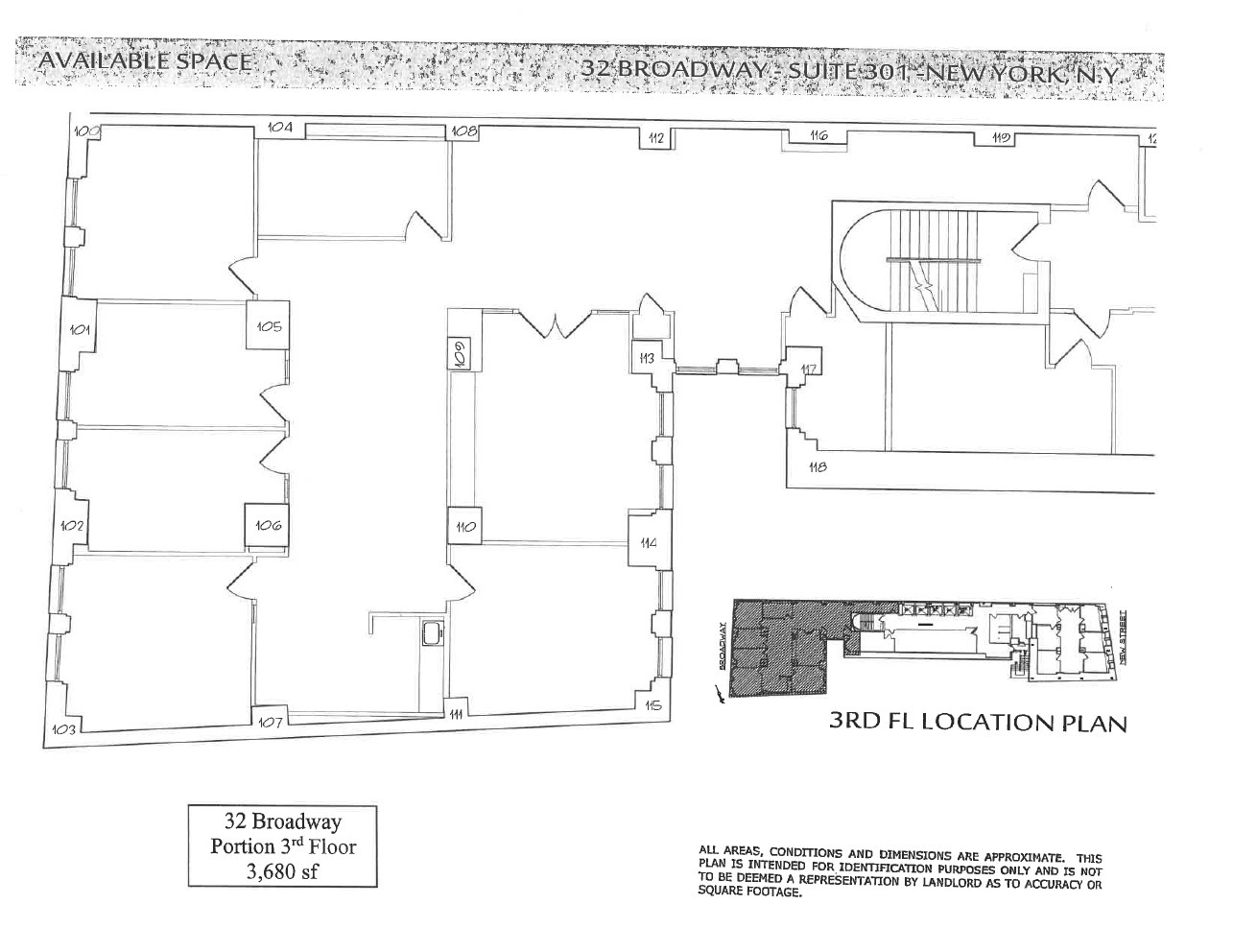 32 Broadway, New York, NY à louer Plan d  tage- Image 1 de 1