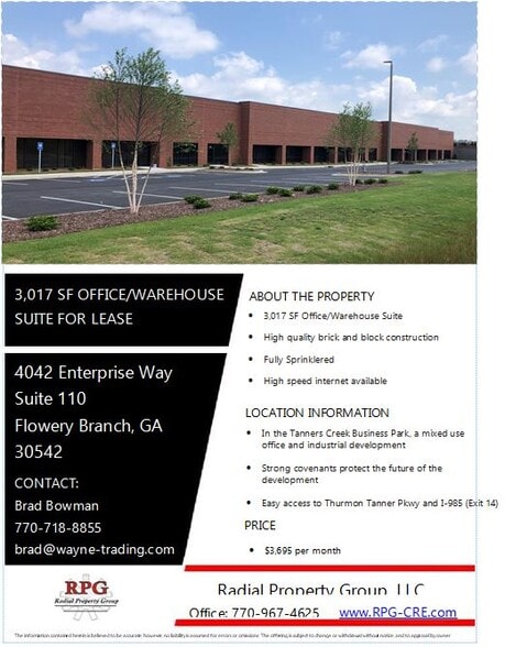 4042 Enterprise Way, Flowery Branch, GA for lease - Building Photo - Image 2 of 3