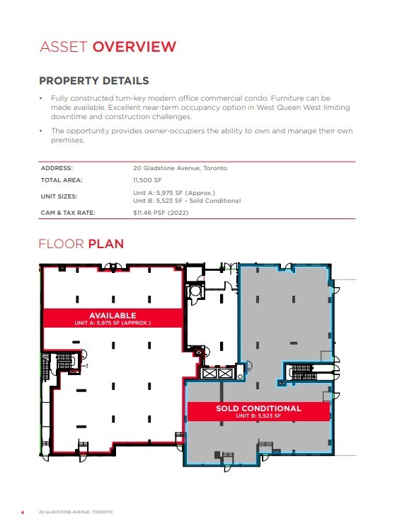 20 Gladstone Ave, Toronto, ON M6J 3K2 - Unité 1 -  - Plan d  tage - Image 1 of 1