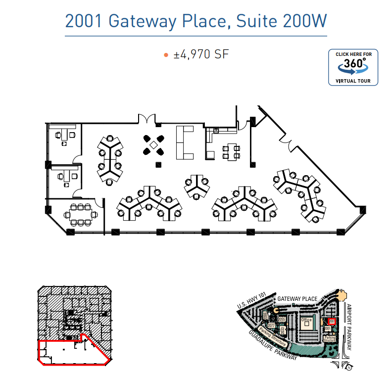 2001 Gateway Pl, San Jose, CA à louer Plan d’étage- Image 1 de 1