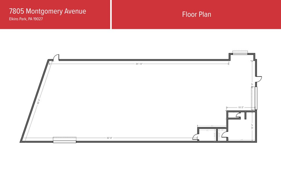 7805 Montgomery Ave, Elkins Park, PA à louer - Plan d’étage - Image 2 de 2