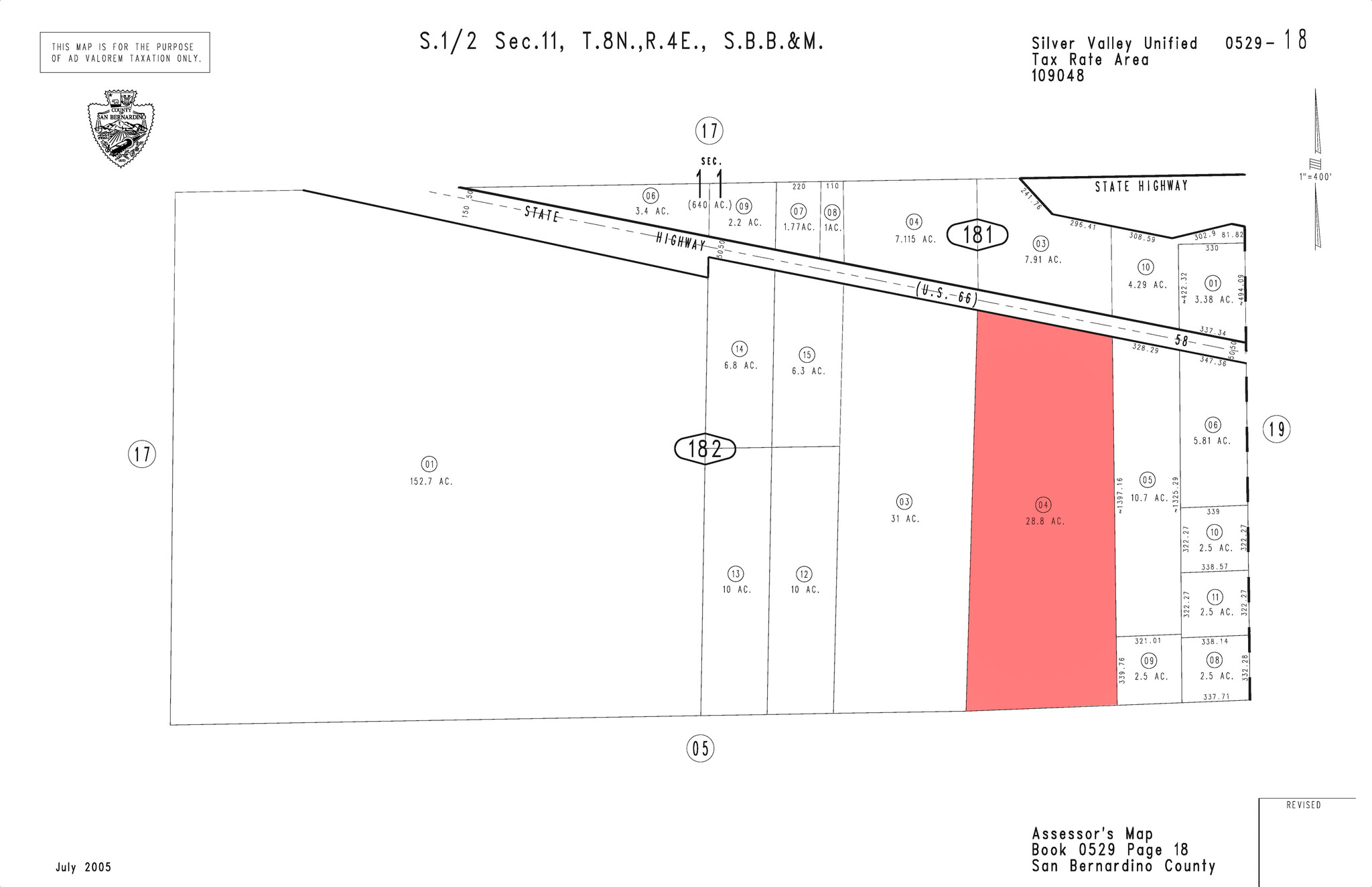 Center Rd, Newberry Springs, CA à vendre Plan cadastral- Image 1 de 1