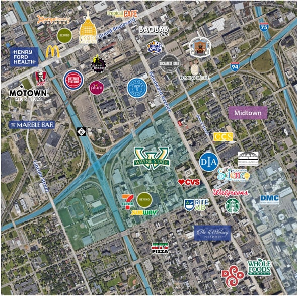 5700 Woodward Ave, Detroit, MI à louer - Aérien - Image 2 de 3