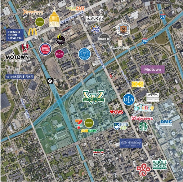 5700 Woodward Ave, Detroit, MI à louer - Aérien - Image 2 de 3