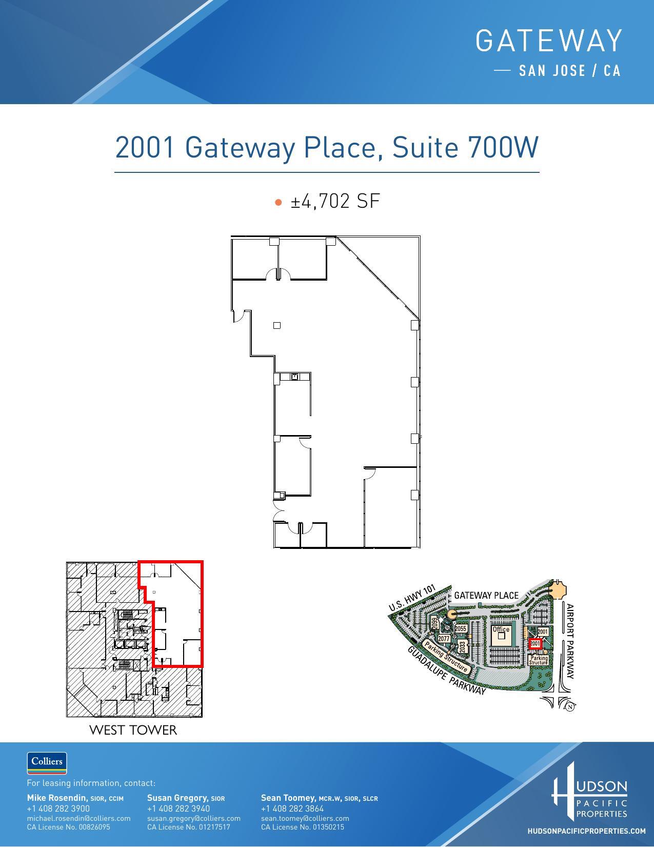 2033 Gateway Pl, San Jose, CA à louer Plan d’étage- Image 1 de 1